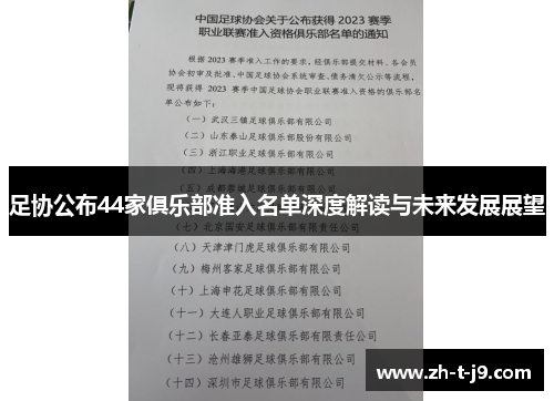 足协公布44家俱乐部准入名单深度解读与未来发展展望